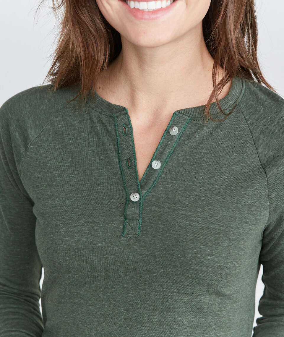 Double Knit Henley in Moss