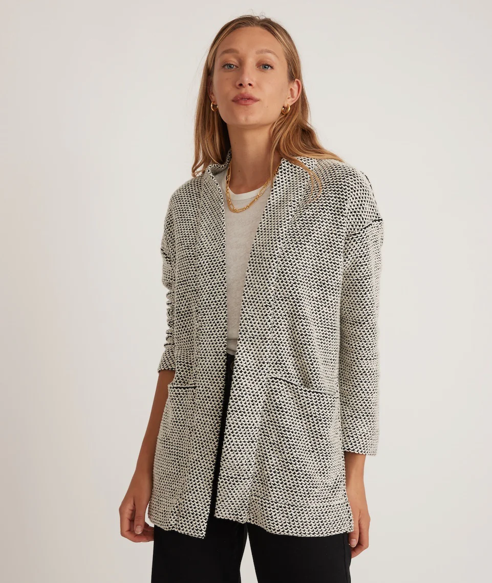 Birdseye Cardigan in Black/White Contrast