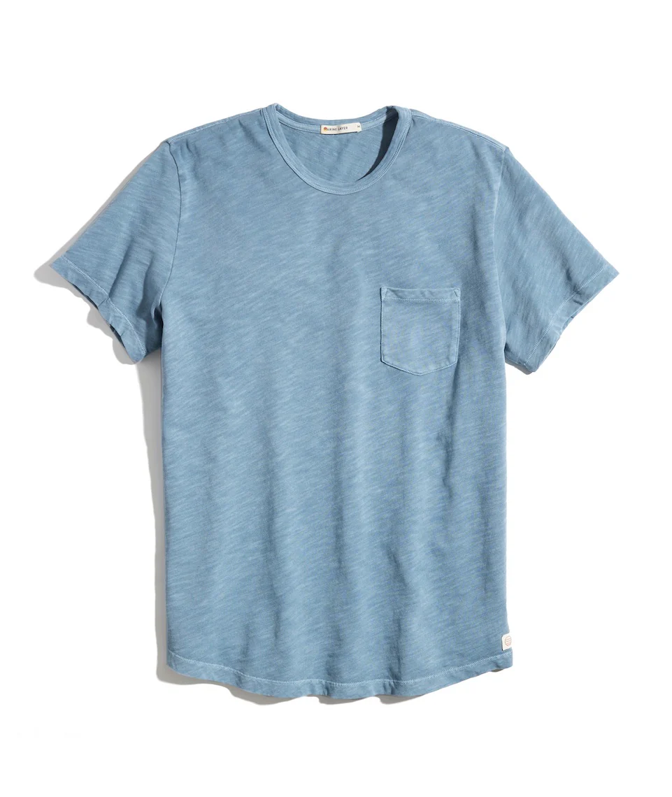 Vintage Heavy Slub Pocket Tee in Provincial Blue