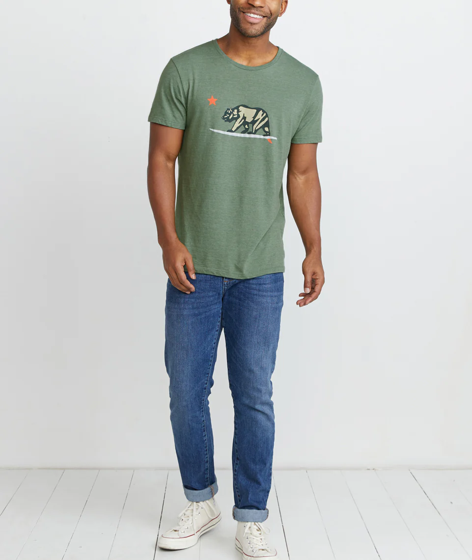 Surfing Bear Tee in Thyme