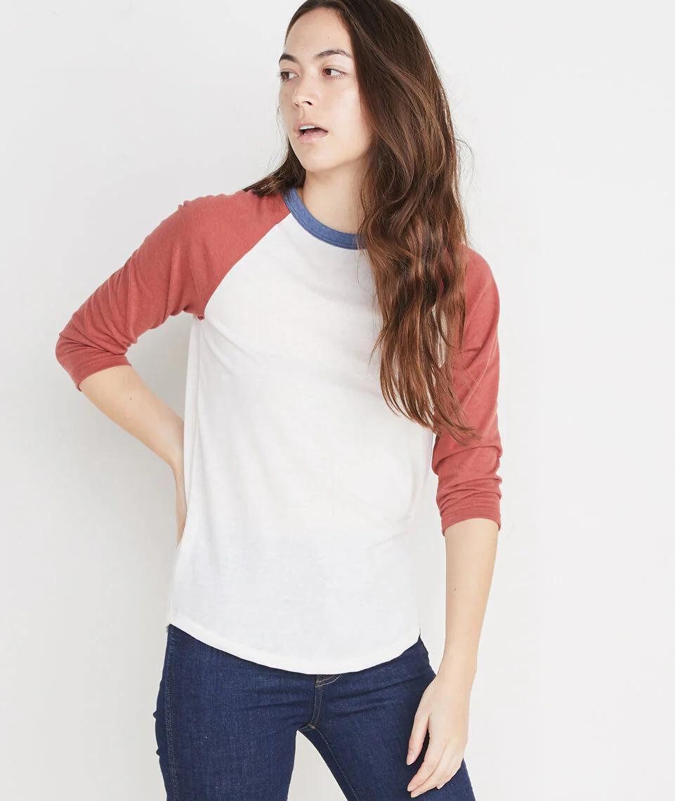 Baseball Raglan in Natural/Brick/Vintage Indigo