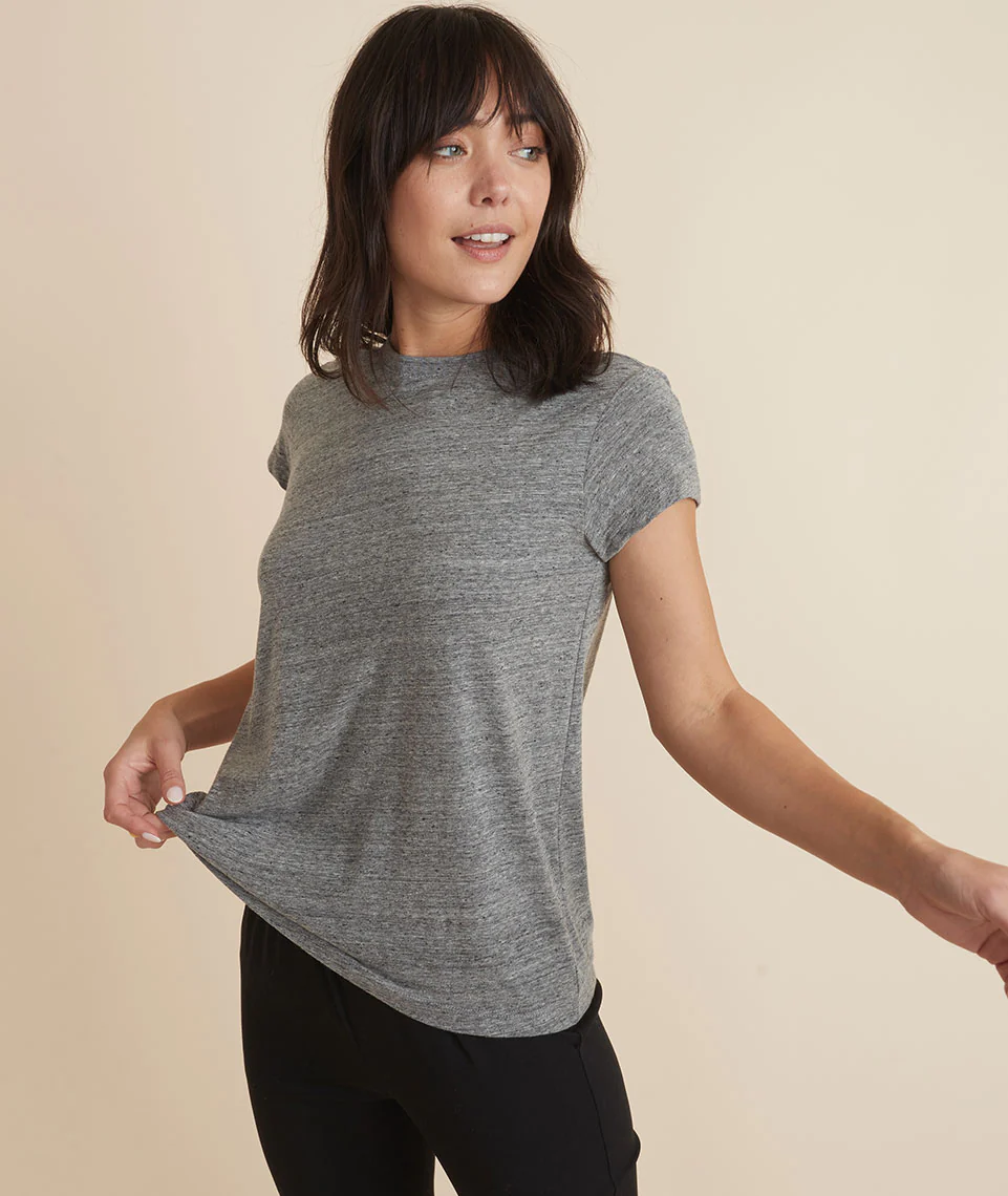 Swing Crew Tee in Mid Heather Grey