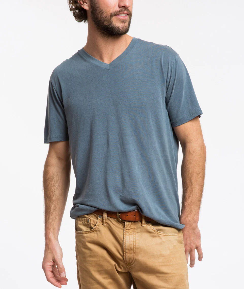 Signature Pigment Dye V-neck - Real Teal