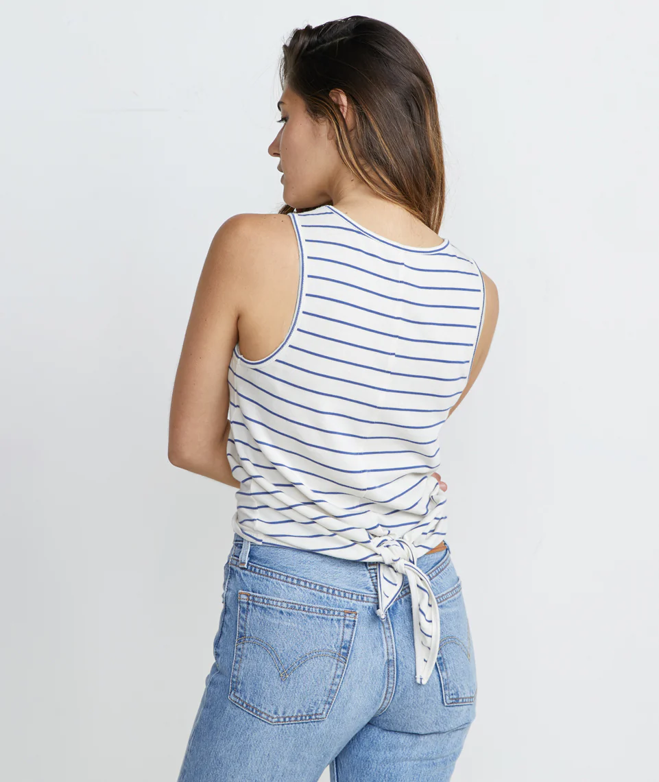 Lori Tie Back Tank in Marlin/White Stripe