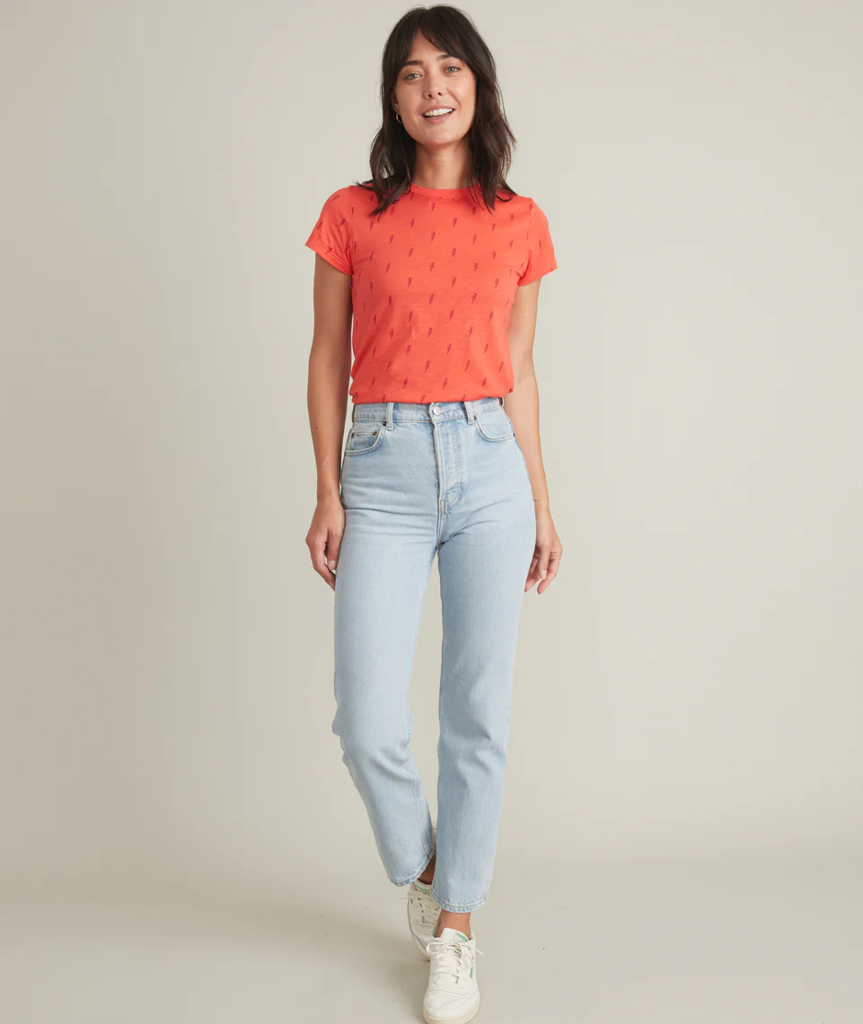 Classic Crew Tee in All Over Lightning Bolt Print