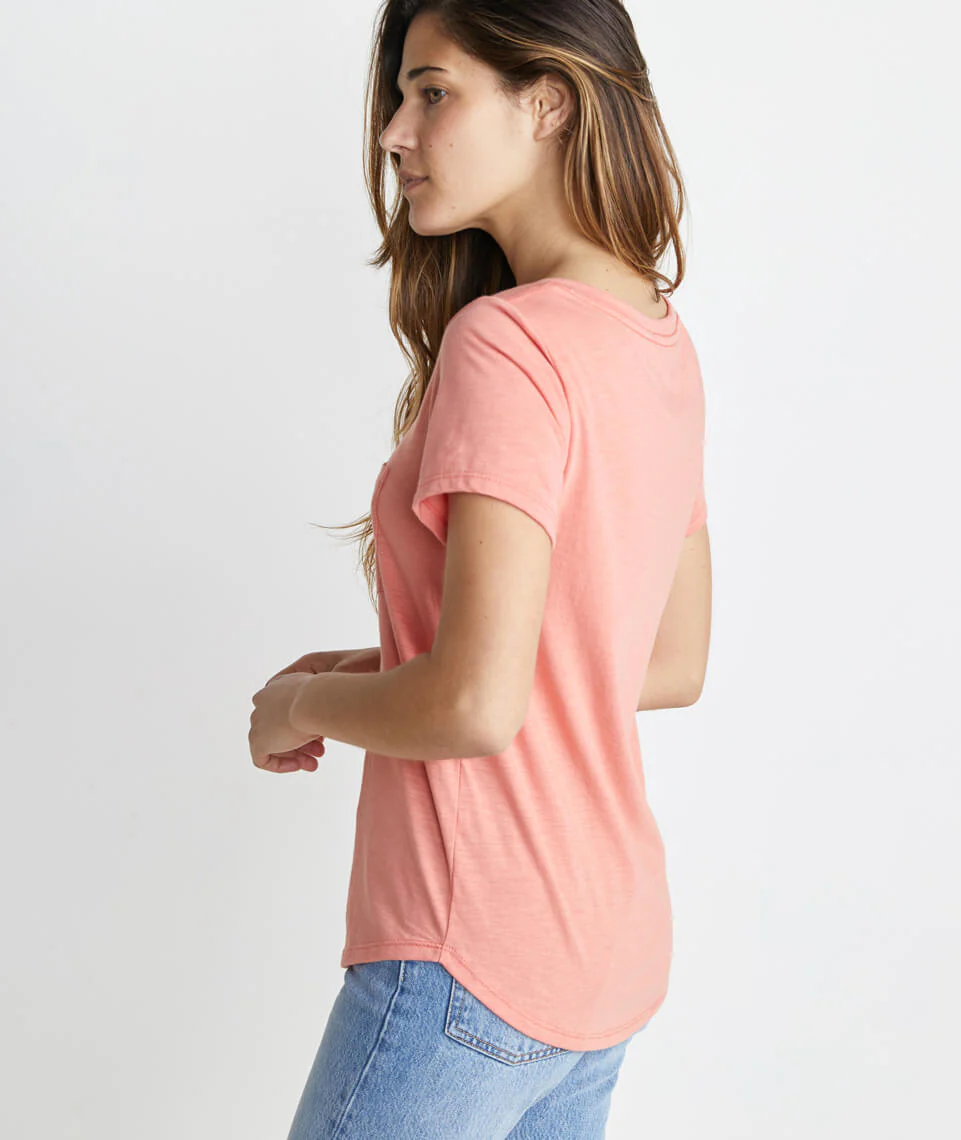 Boyfriend Pocket Tee in Coral