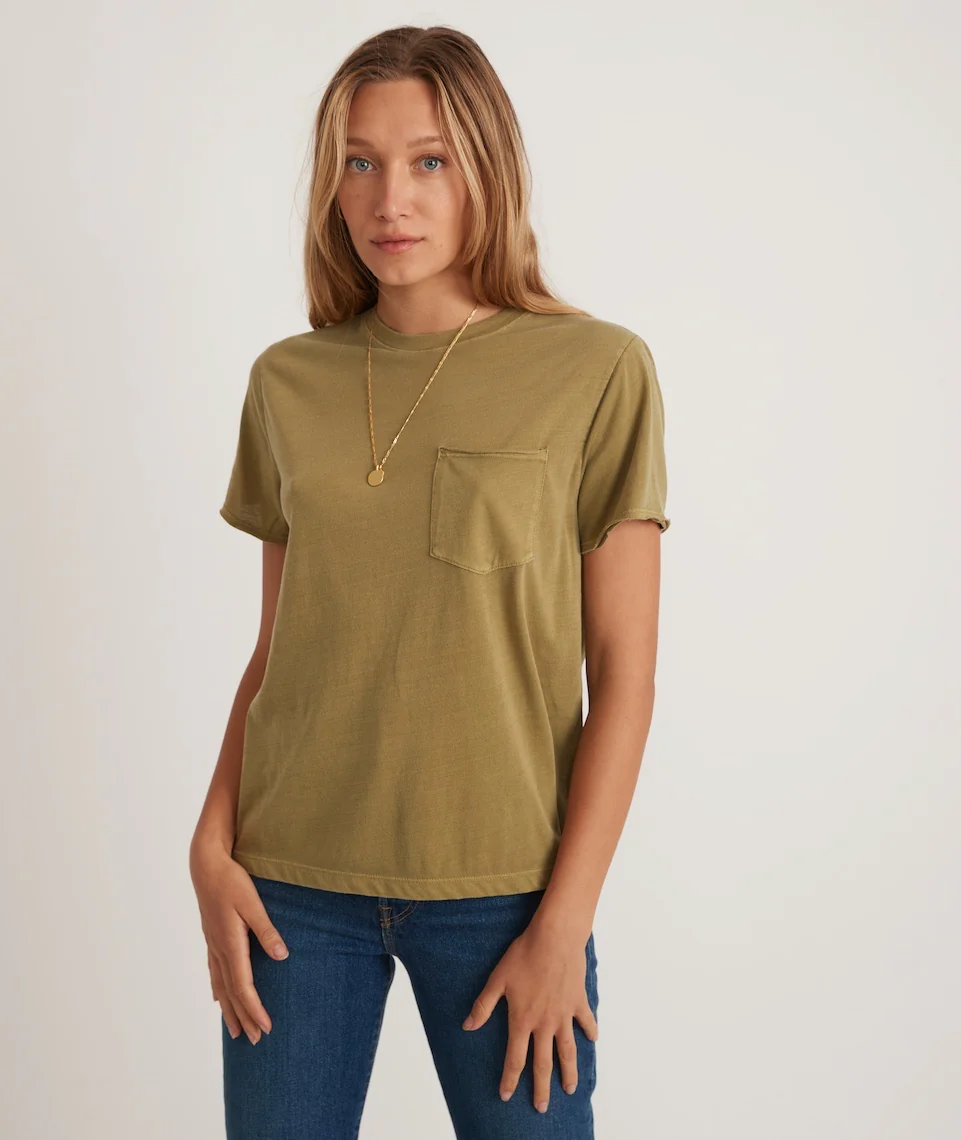 Boyfriend Crew Tee in Green Moss