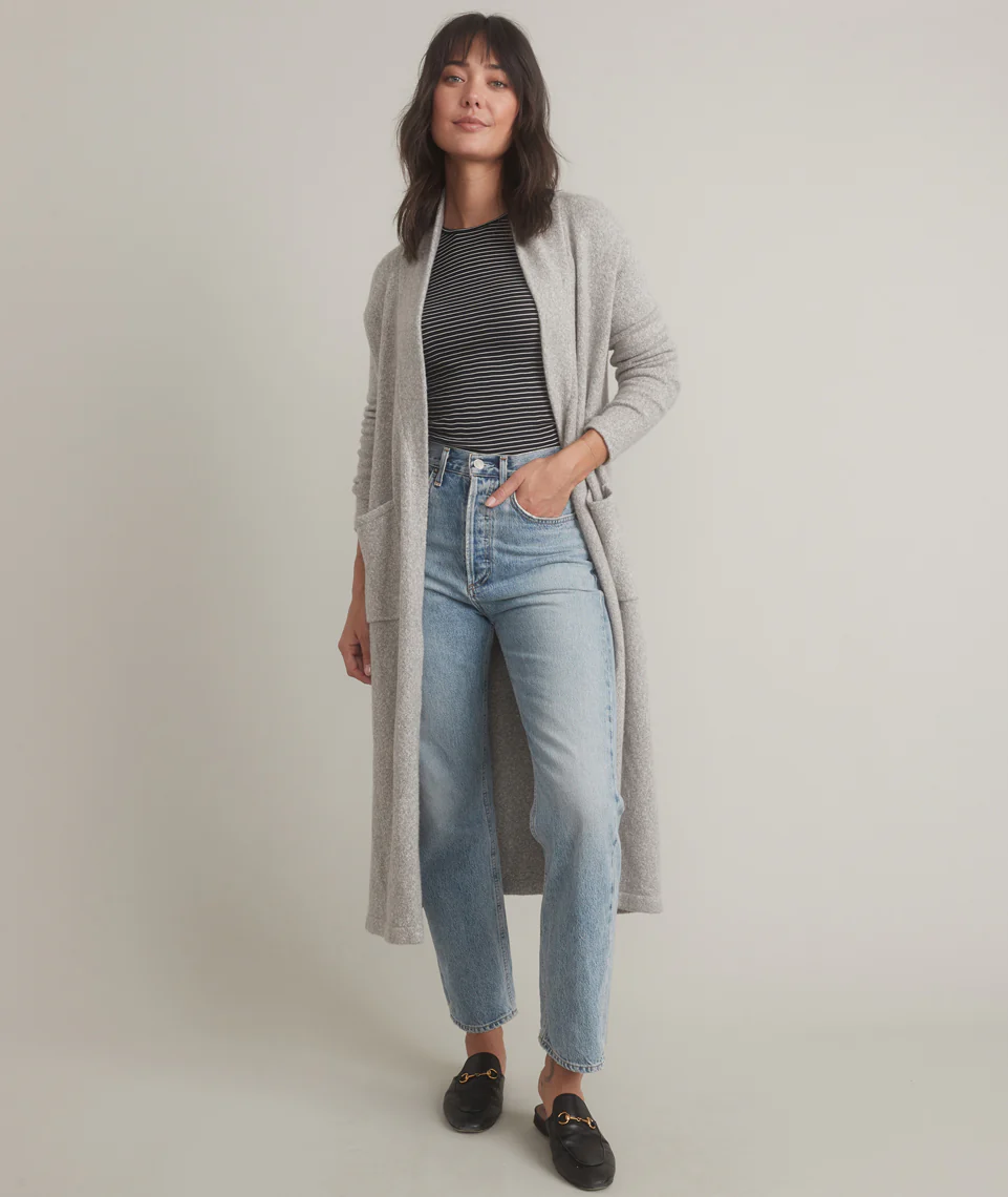 Quinn Duster Cardigan in Frost Grey