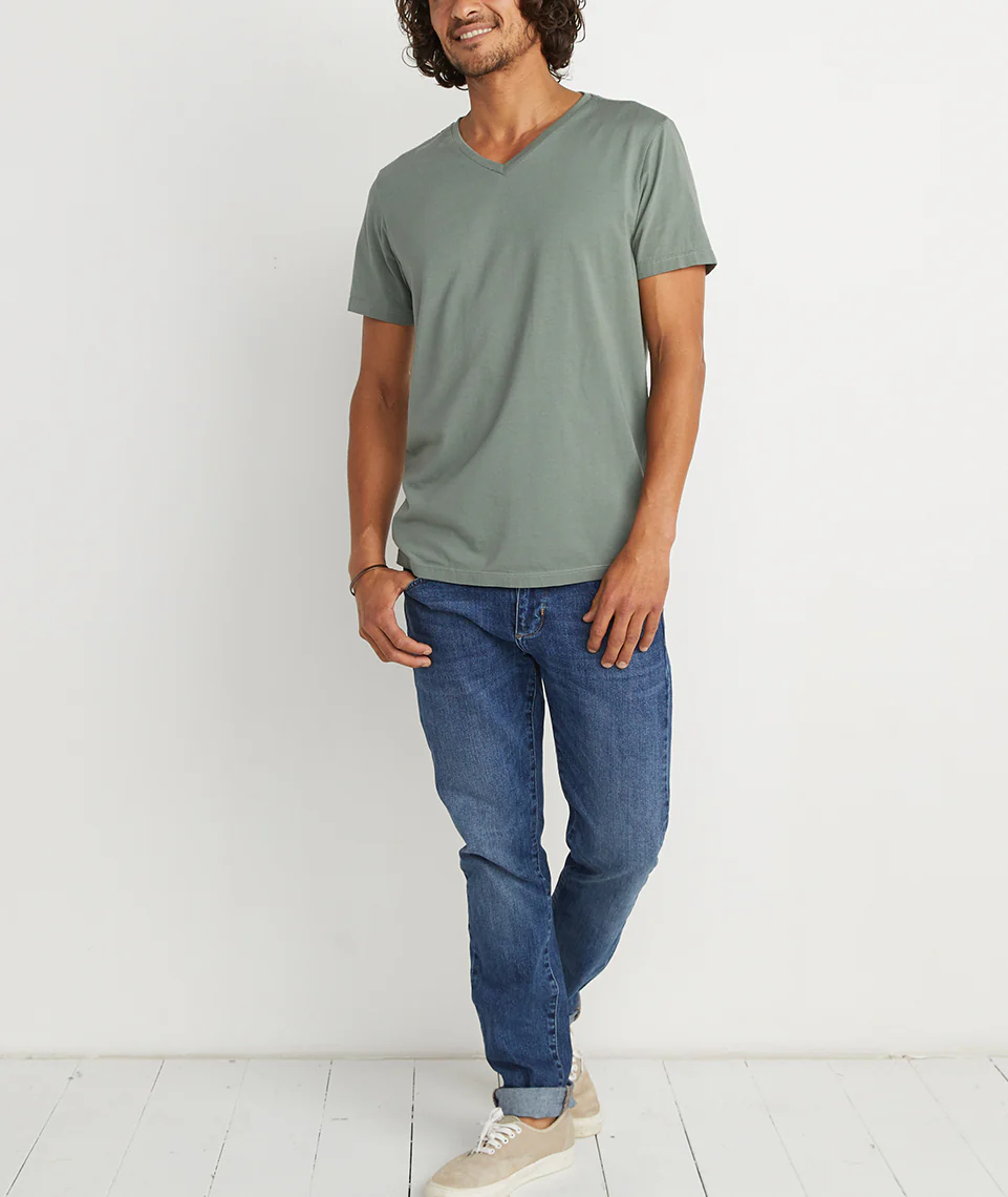 Signature V-Neck in Agave Green
