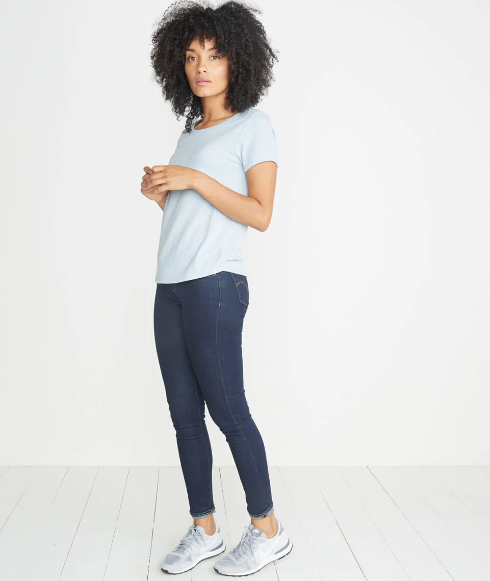 Boyfriend Pocket Tee in Carolina Blue