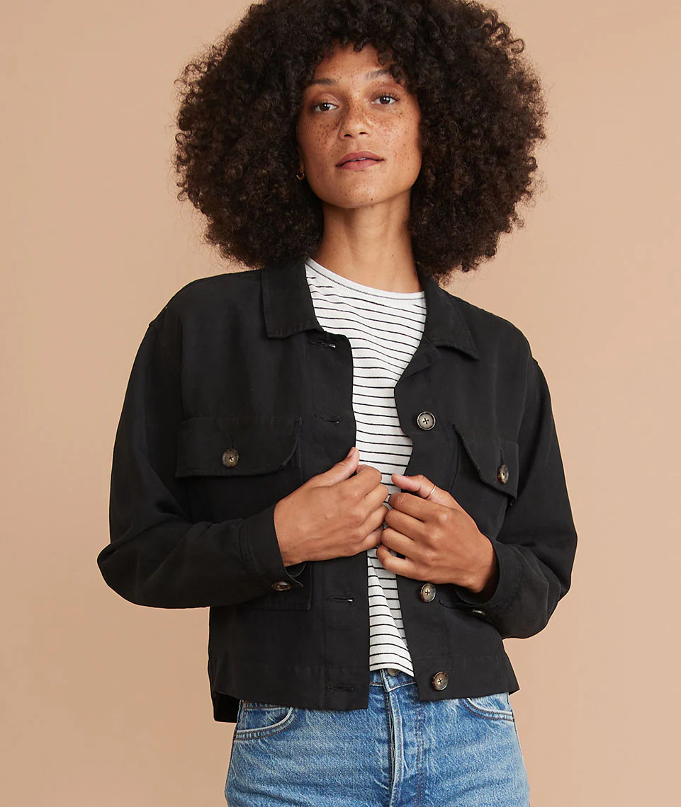 Holland Crop Jacket in Washed Black