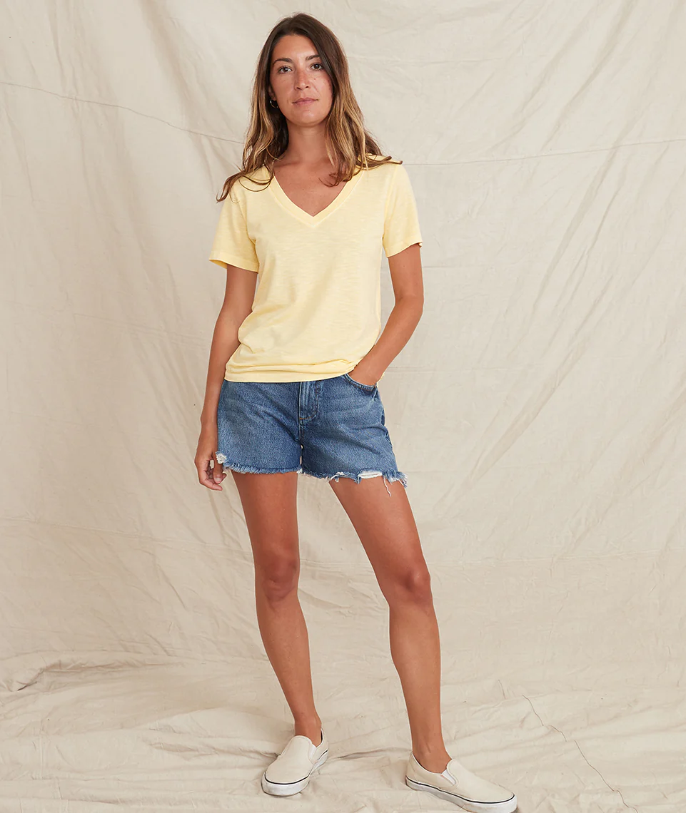 V-Neck Tee in Lemon Drop