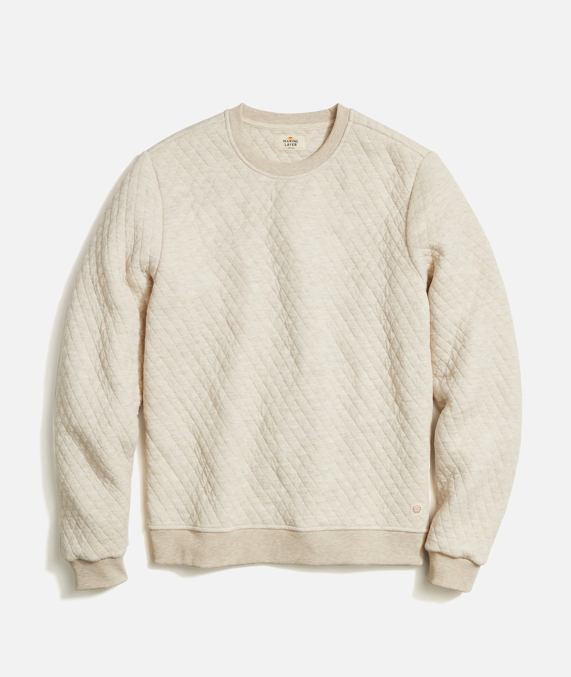 Men's Corbet Quilted Crewneck in Oat Heather