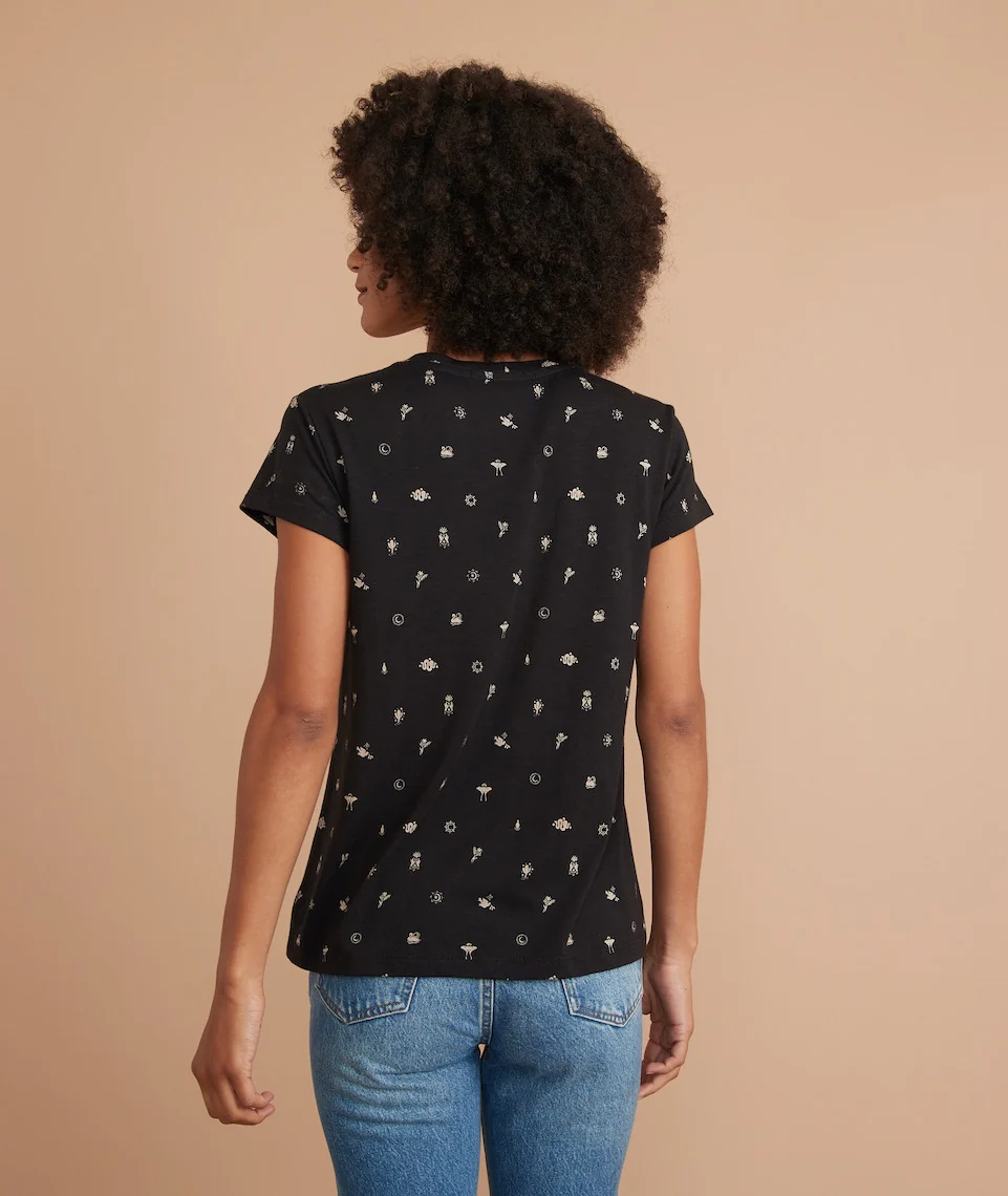 Swing Crew Tee in Black Mystic Print