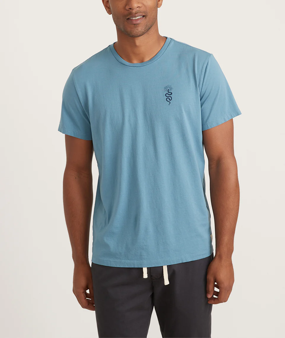 Signature Crew Graphic Tee in Aegean Blue