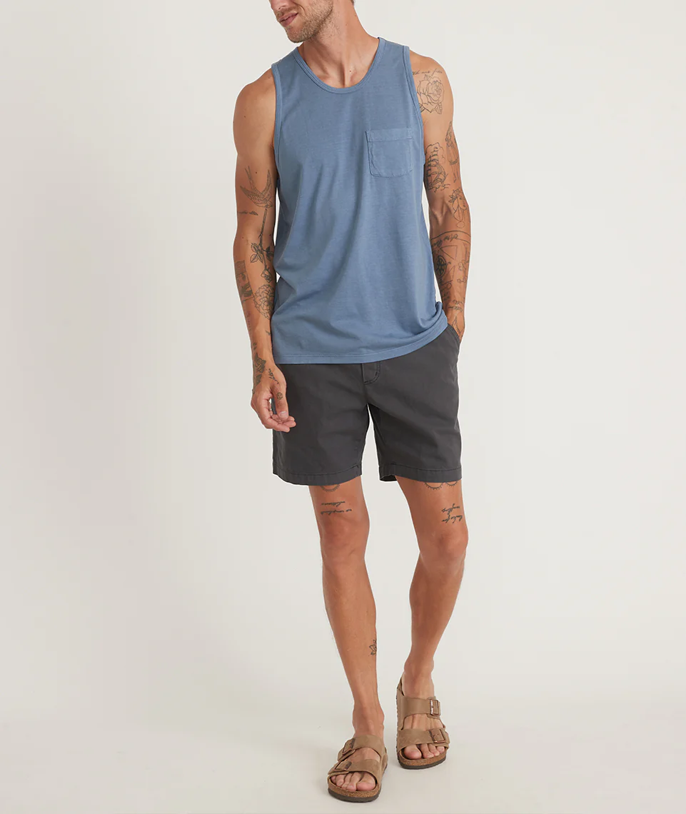 Garment Dye Signature Tank in China Blue
