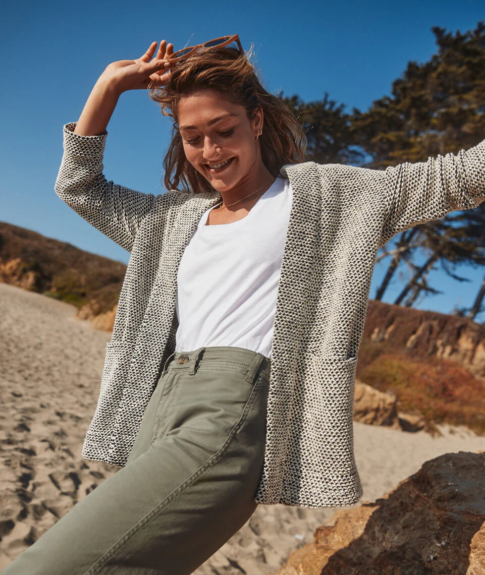 Birdseye Cardigan in Black/White Contrast