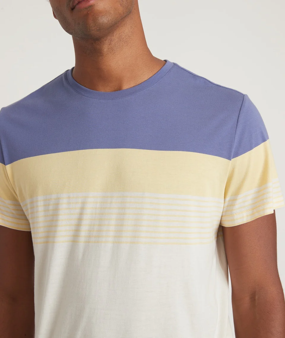 Signature Crew Tee in Cobalt/Apricot