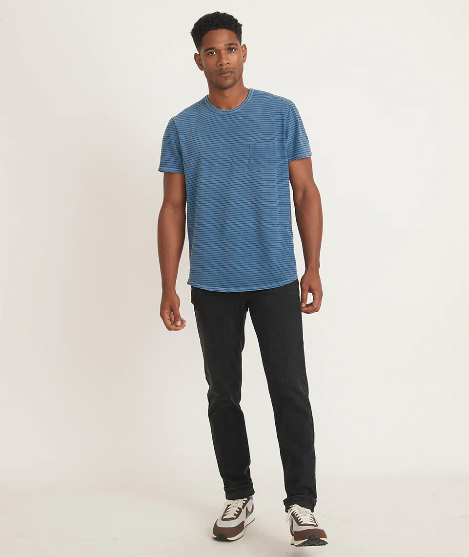 Vintage Heavy Slub Pocket Tee in Coronet Blue Stripe