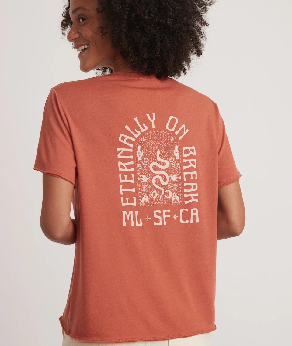 Boyfriend Crew Graphic Tee in Redwood