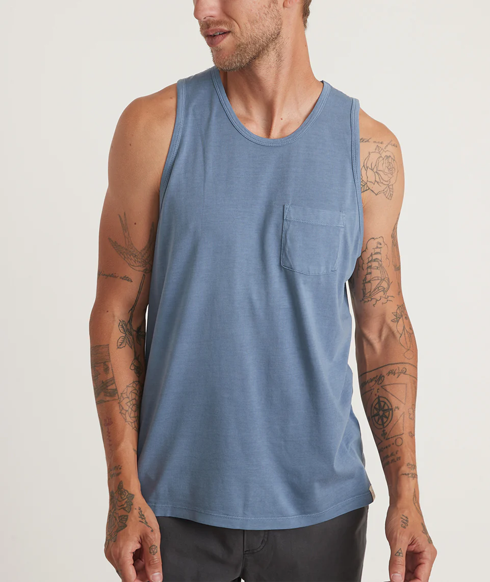 Garment Dye Signature Tank in China Blue