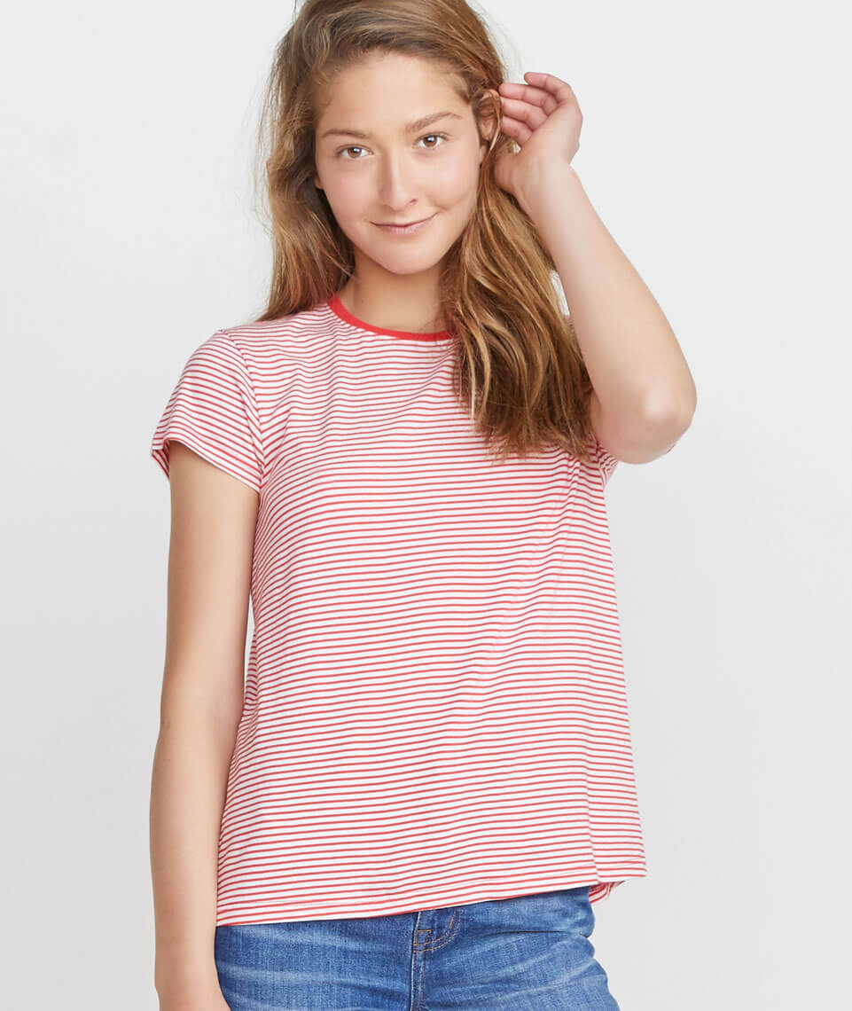 Swing Crew in Cherry/Natural Stripe