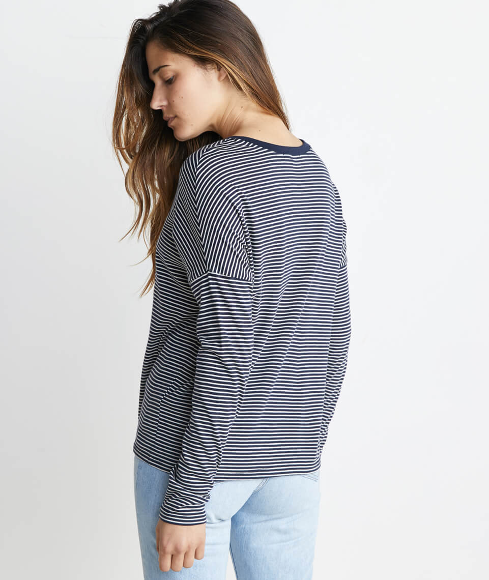 Valerie Longsleeve in Navy/White