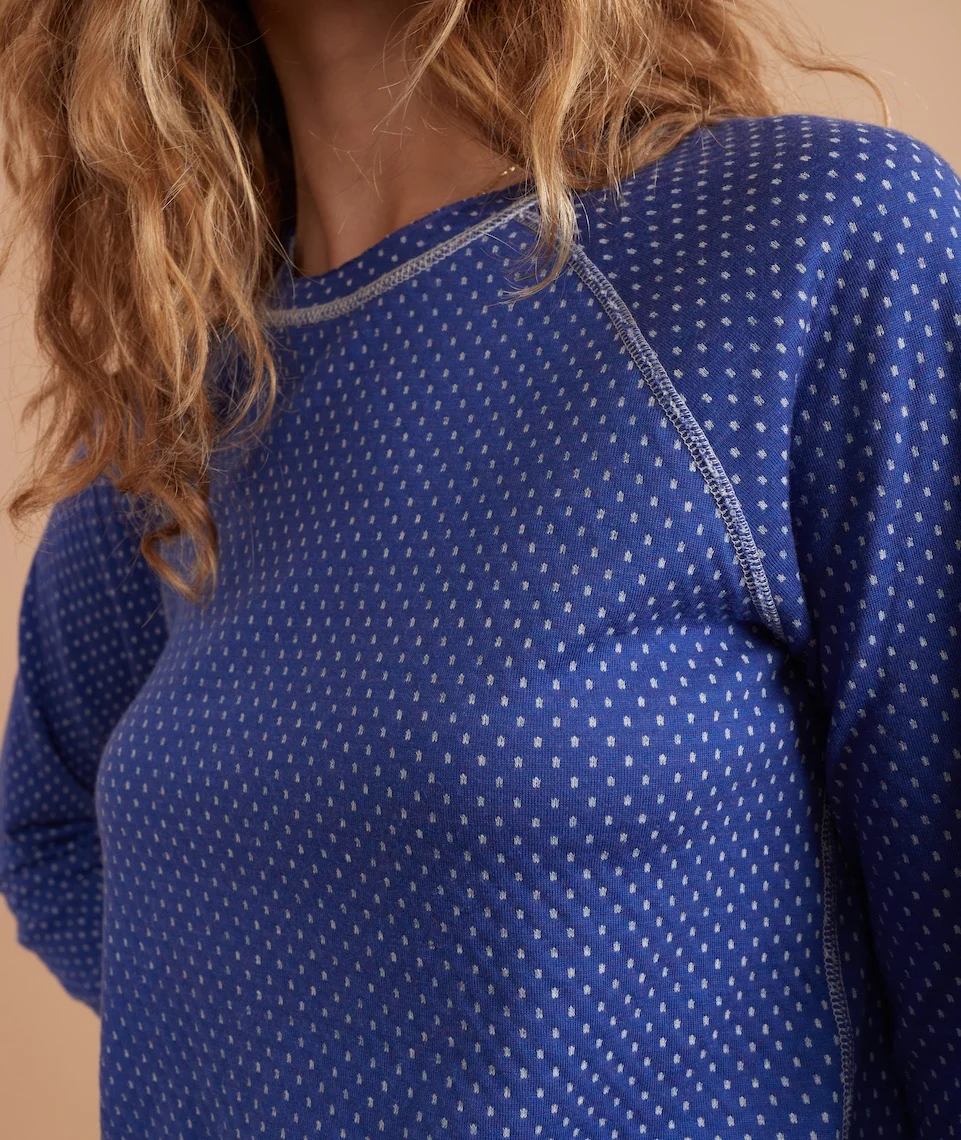 Valery Reversible Top in Sapphire/Sapphire Heather