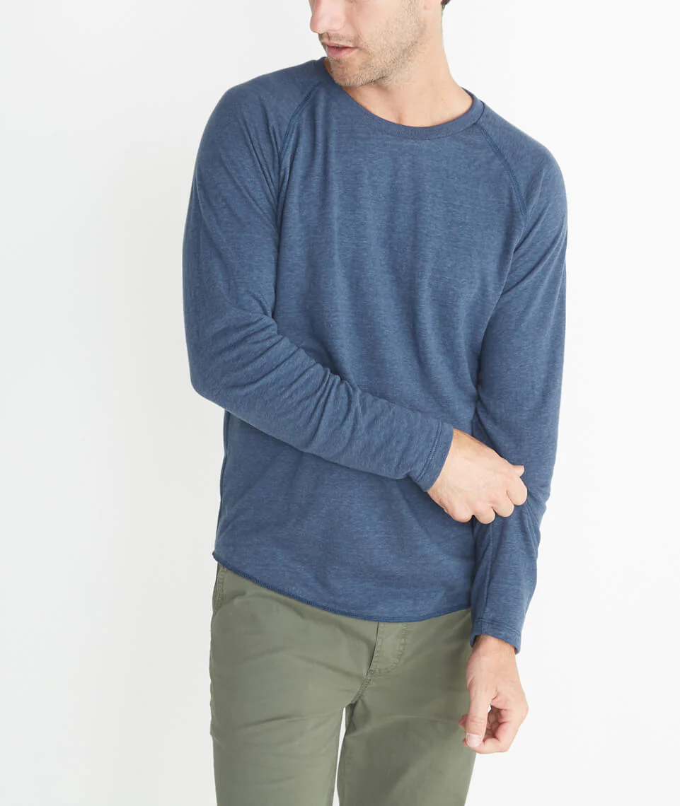 Double Knit Baseball Raglan in Deep Denim