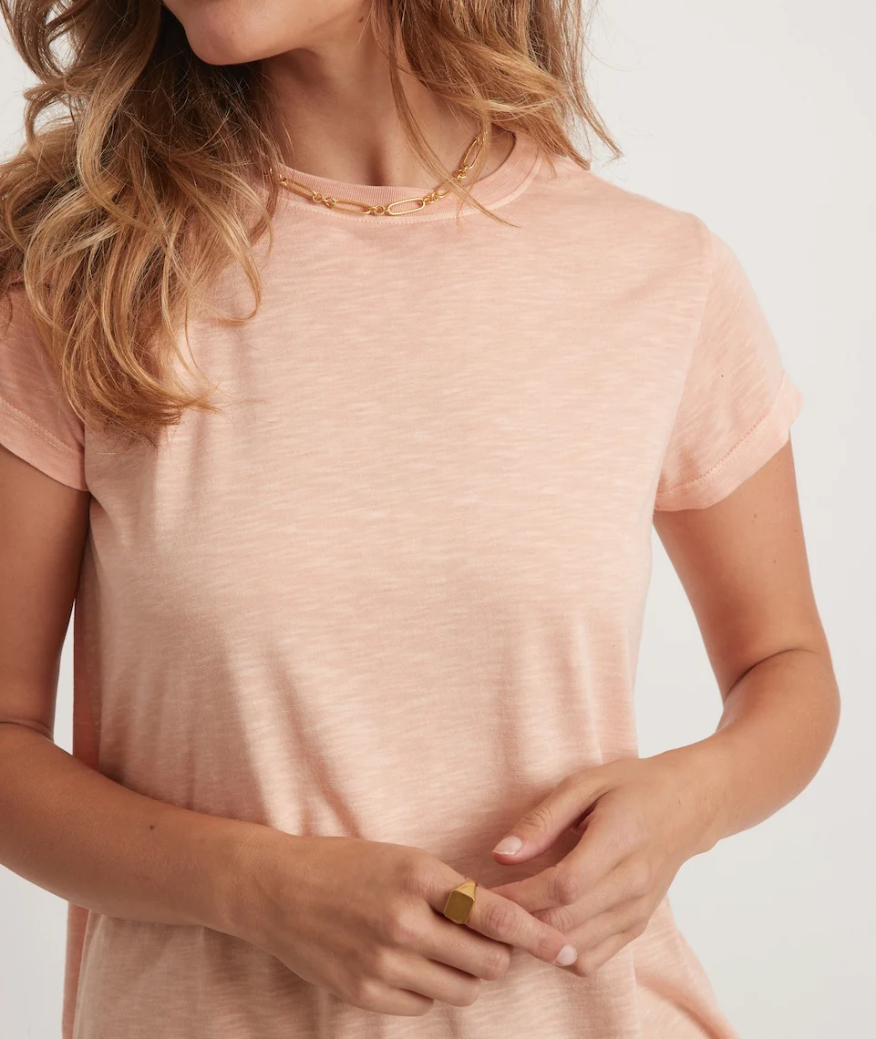 Swing Crew Tee in Shell Coral