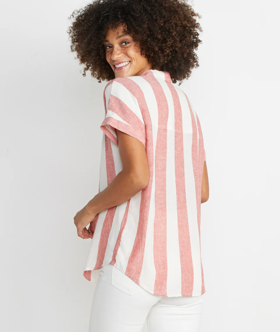 Paige Button Down in Baked Apple Stripe