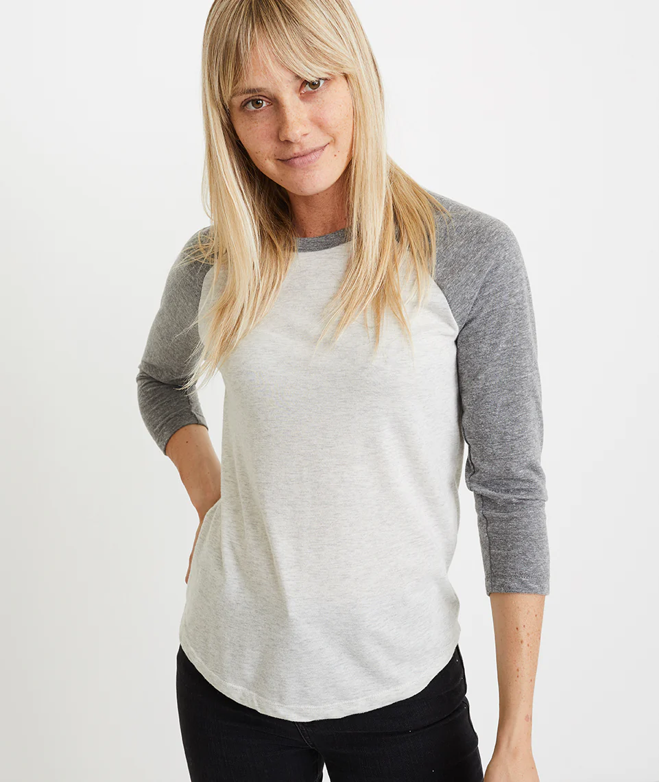 Lightweight Baseball Raglan in Light Grey / Ash Heather