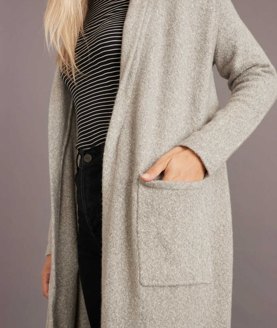 Quinn Duster Cardigan in Frost Grey