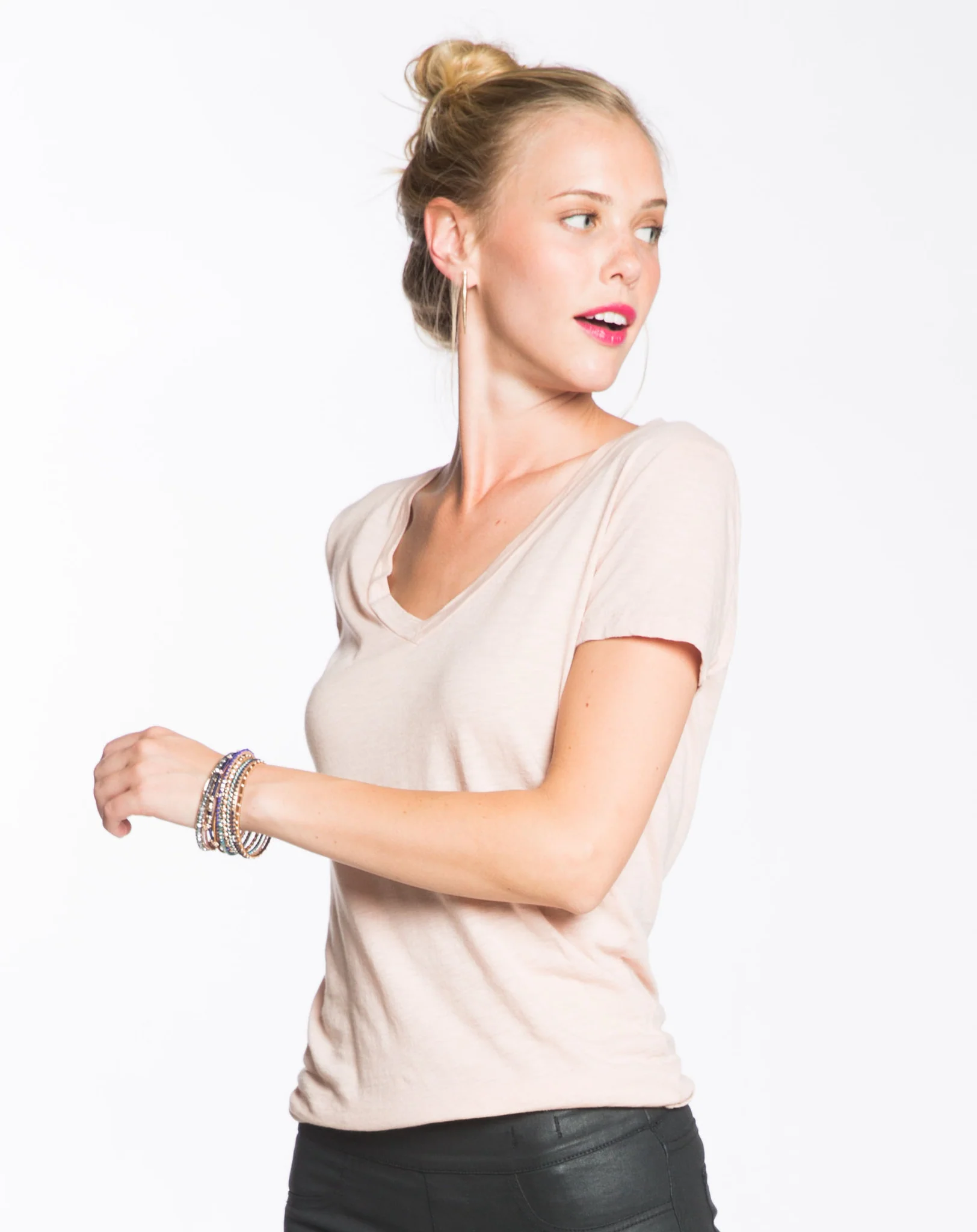 Slub V-Neck - Dusty Pink