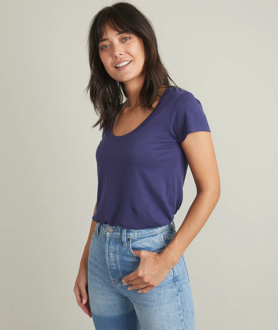 Scoop Neck Tee in Patriot Blue
