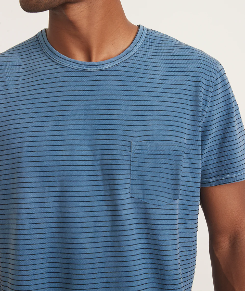 Vintage Heavy Slub Pocket Tee in Coronet Blue Stripe