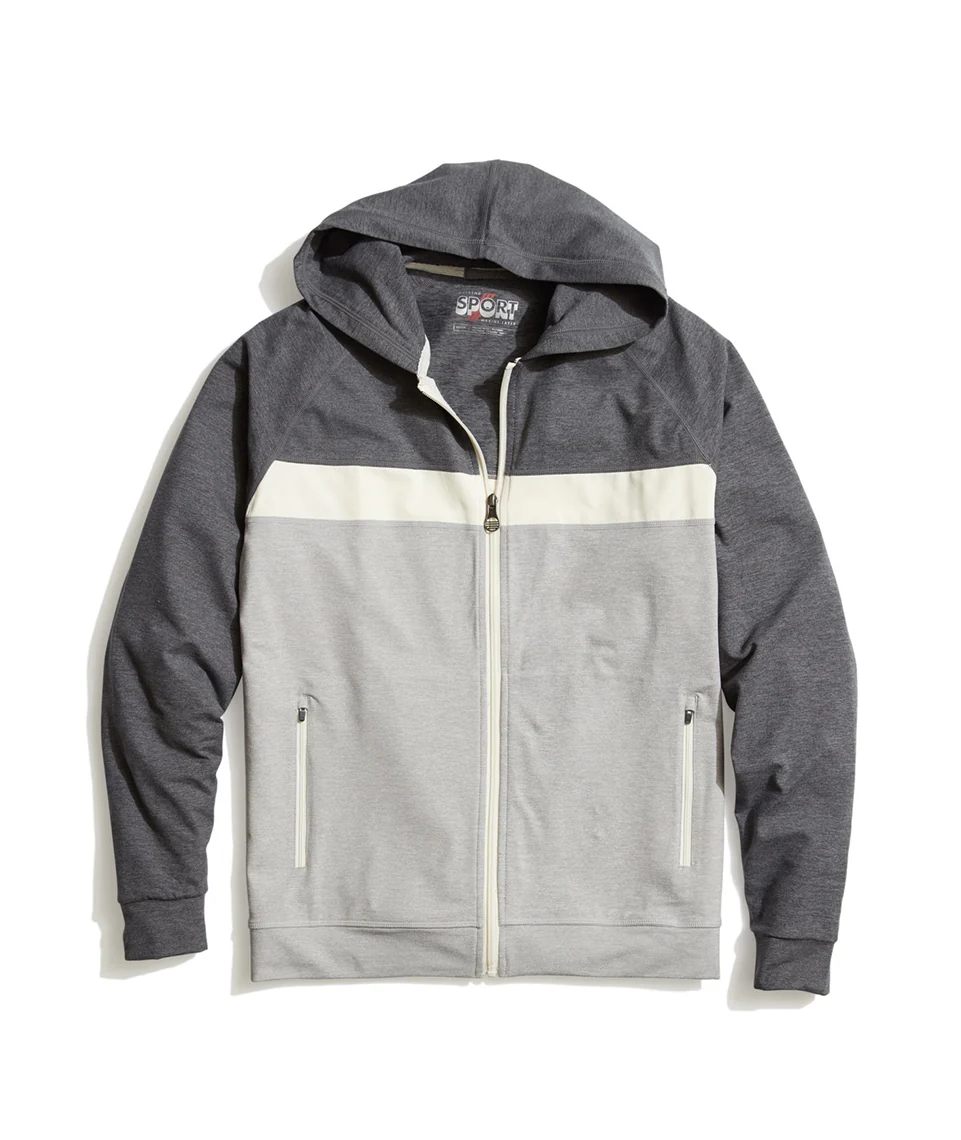Keeler Zip Hoodie in Grey/White