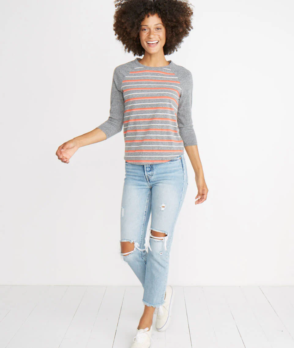 Lightweight Baseball Raglan in Multi Stripe