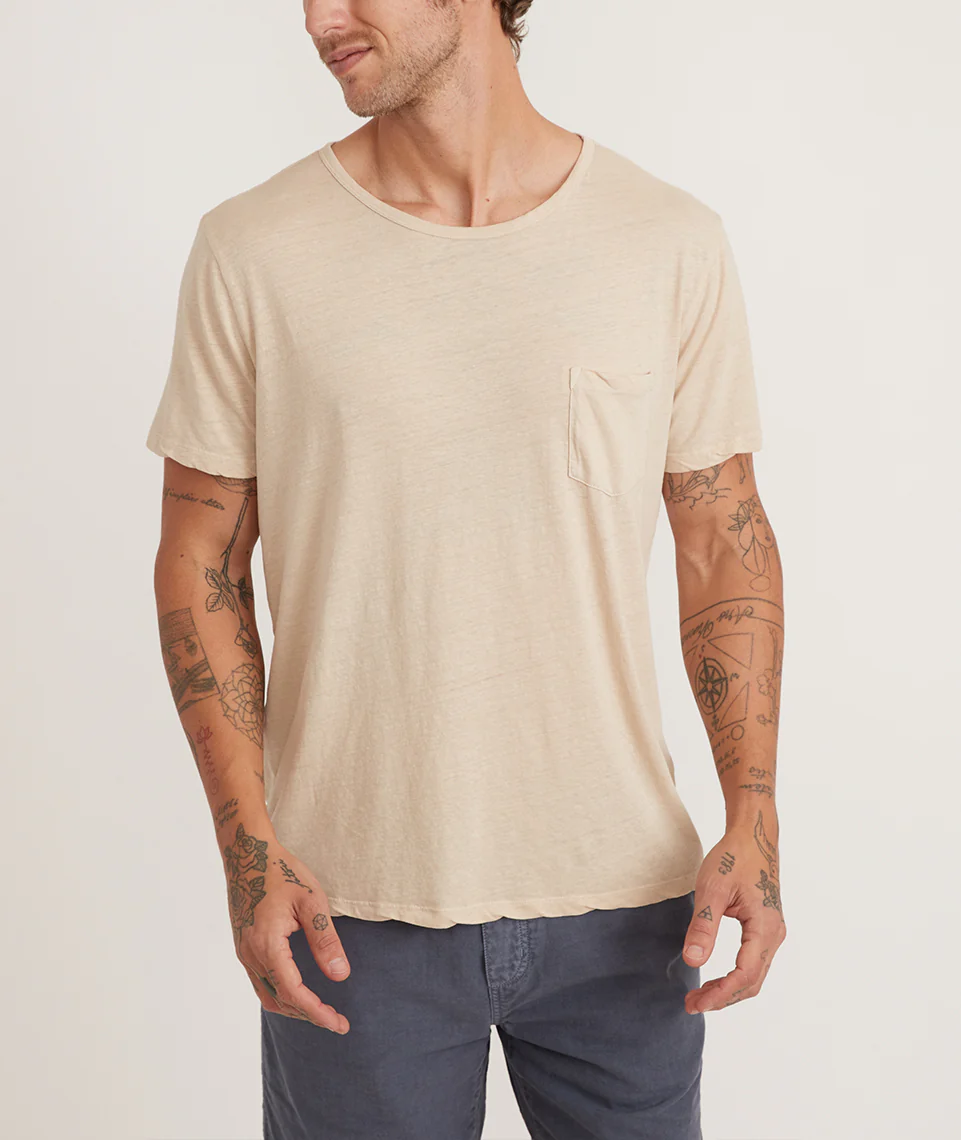 Relaxed Hemp Cotton Pocket Tee in Sand
