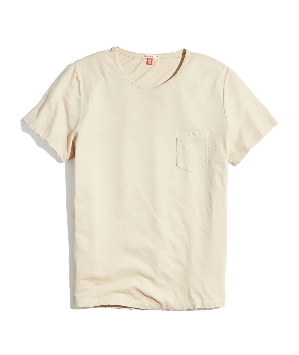 Relaxed Hemp Cotton Pocket Tee in Sand