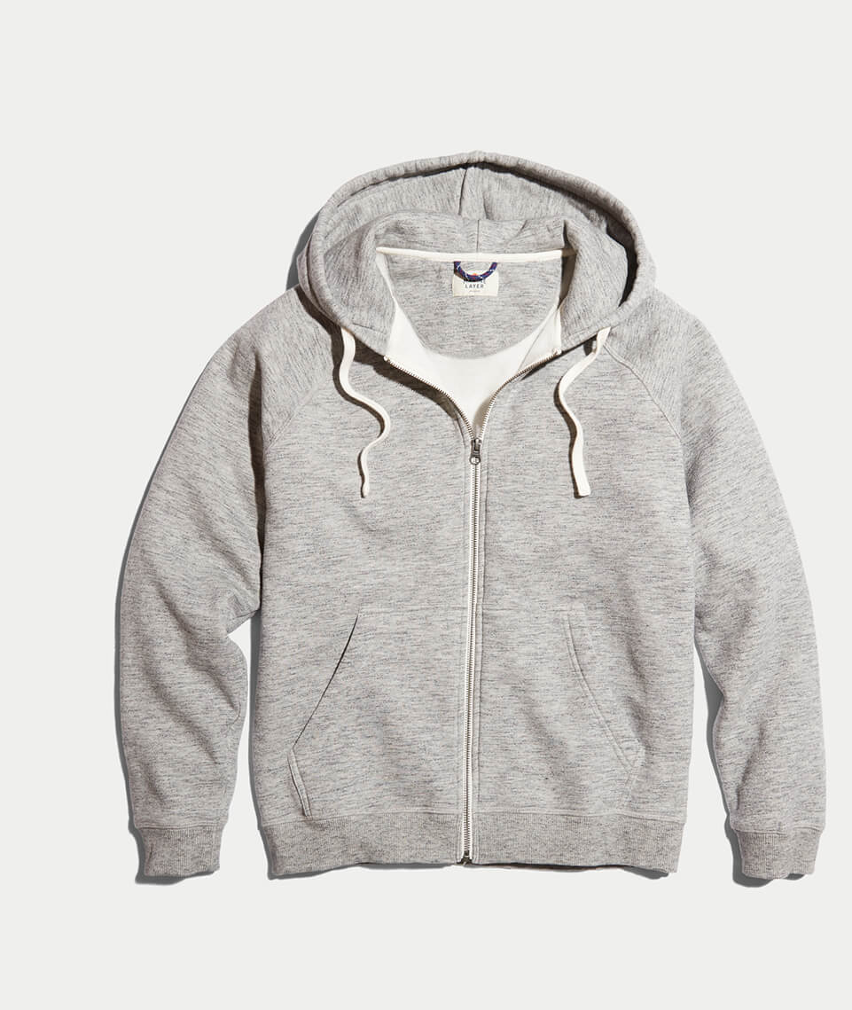 Sherpa Zip Hoodie in Heather Grey