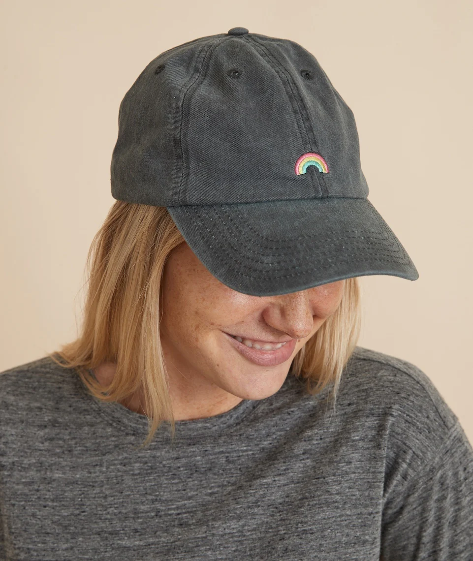 Rainbow Baseball Hat in Black