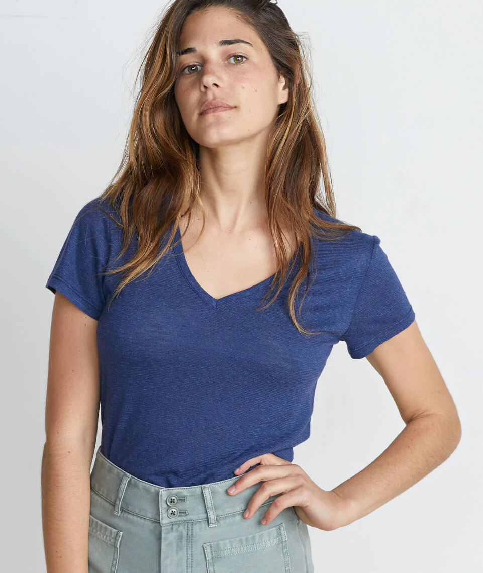 Slub V-Neck in Twilight