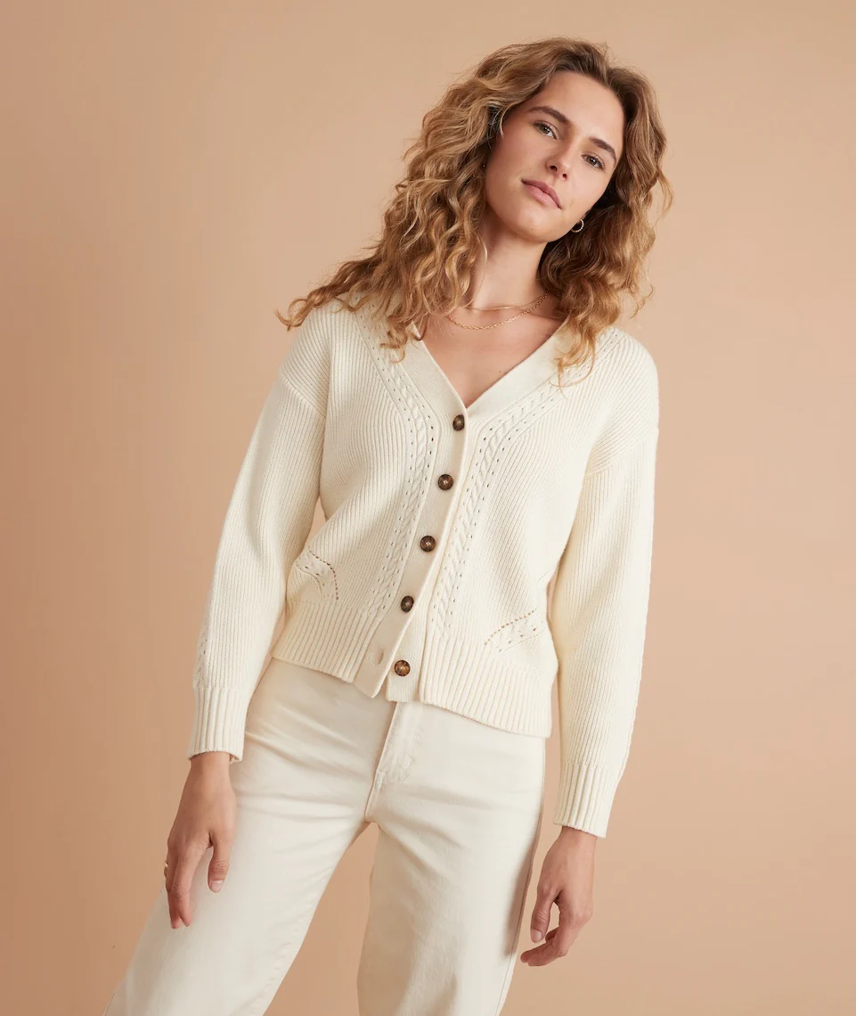 Robin Crop Cardigan in Ivory