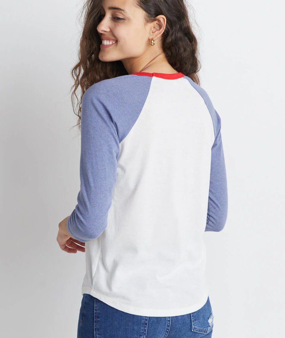 Re-Spun Lightweight Baseball Raglan in Natural/Indigo
