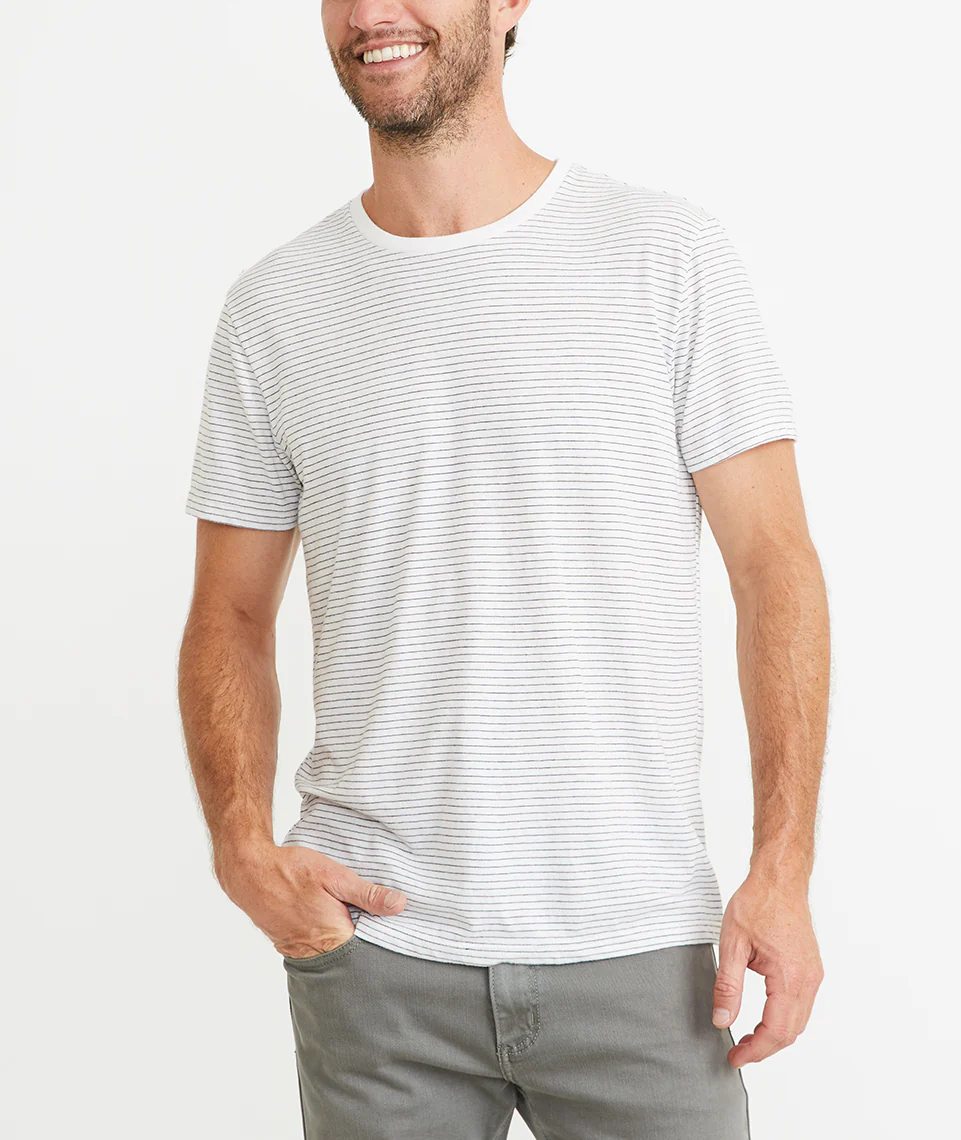 Signature Crewneck in Antique White/Black Stripe