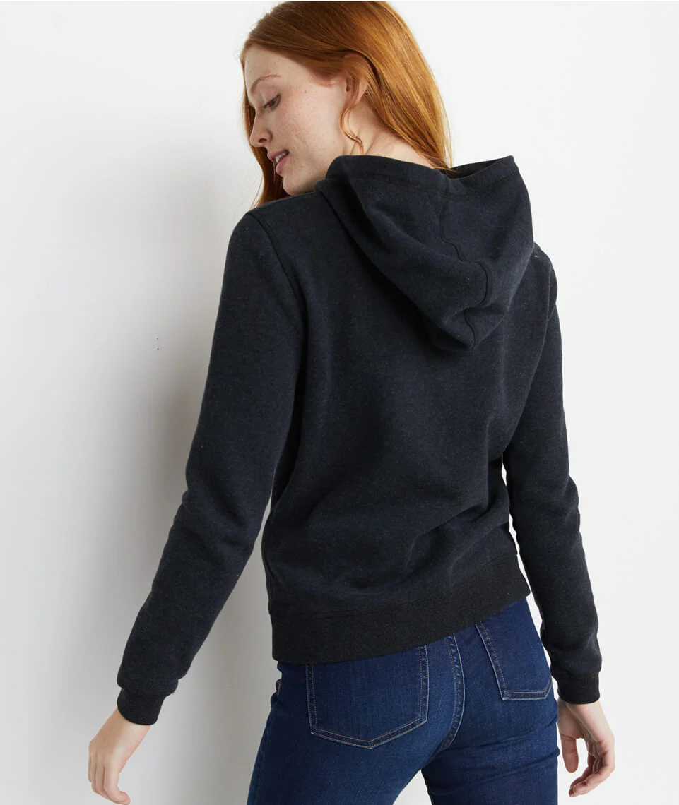 Regina Cowlneck Hoodie in Jet Black Heather