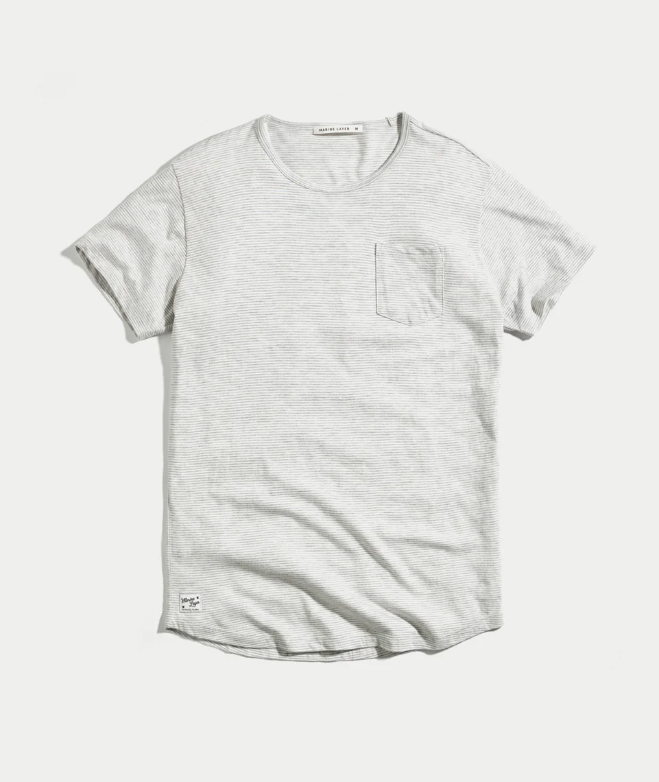Saddle Pocket Tee in Natural Lafayette Stripe