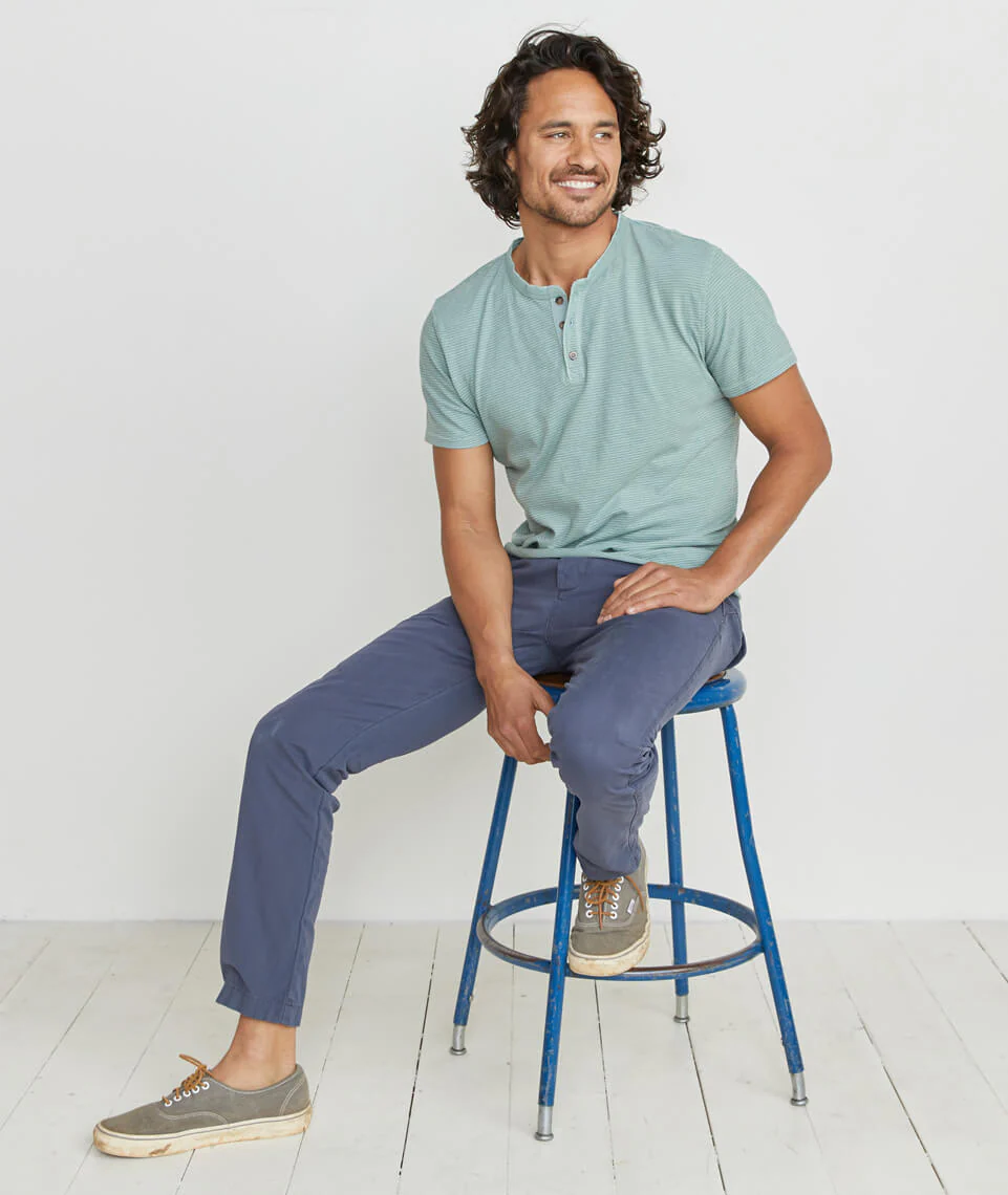 Shortsleeve Henley in Surf Green