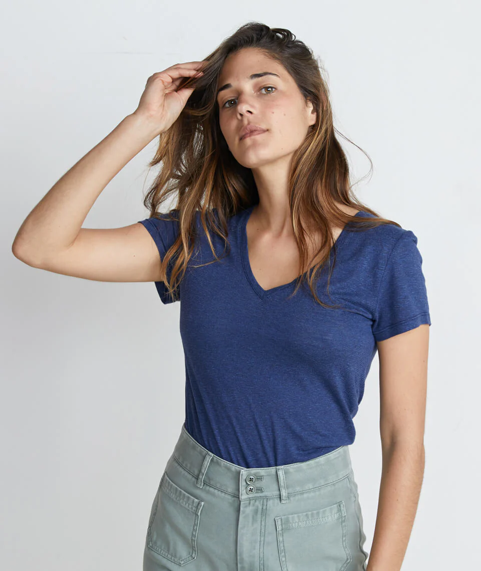 Slub V-Neck in Twilight